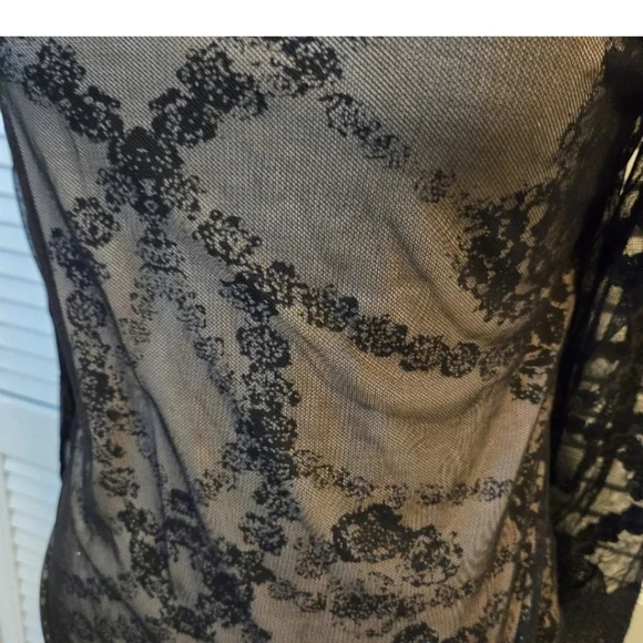 NIC+ZOE Nude Black Lace Overlay Long Sleeve Gothic Boho Design Festival SMALL - Picture 5 of 5